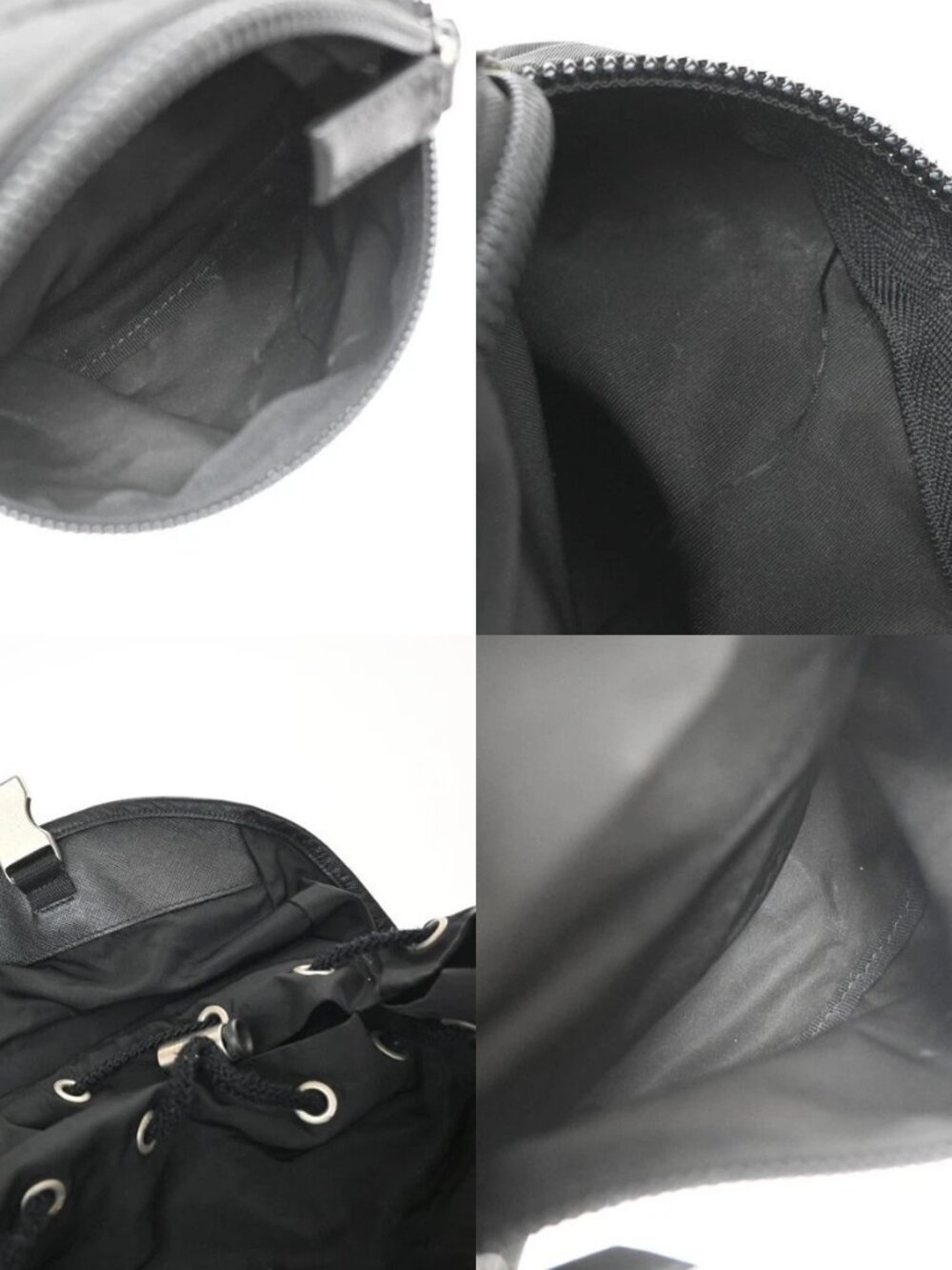 PRADA Logo Drawstring Backpack Bag Tessuto Nylon Leather Black Silver 62KD432 - Picture 14 of 16